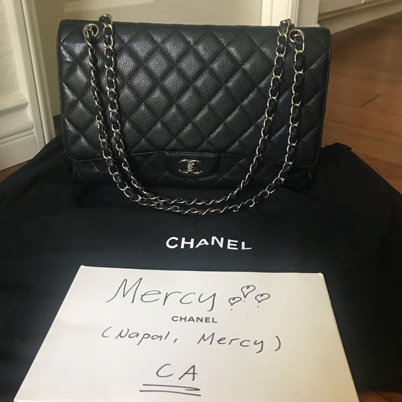 SOLD Authentic Chanel Caviar Single Flap Maxi SHW - Picture 1 of 3